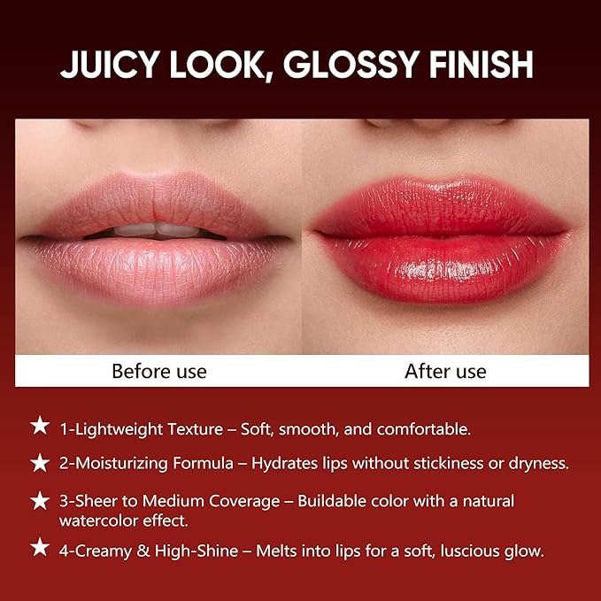 Rose Purple Moisturizing Lipstick – Hydrating Cream Lip Balm with Shea Butter & Vitamin E, Glossy Juicy Finish for Dry Lips, Lightweight Vegan Lip Color, Smooth Long-Lasting Formula (Fairy Glow)