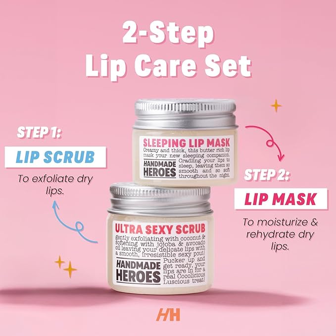 100% Natural Lip Scrub Vegan Conditioning Coconut Lip Exfoliator Gentle Exfoliant Sugar Lip Polish and Lip Exfoliator Scrubber for Chapped and Dry Lips (Lip Scrub and Mask Gift Set) Stocking Stuffers