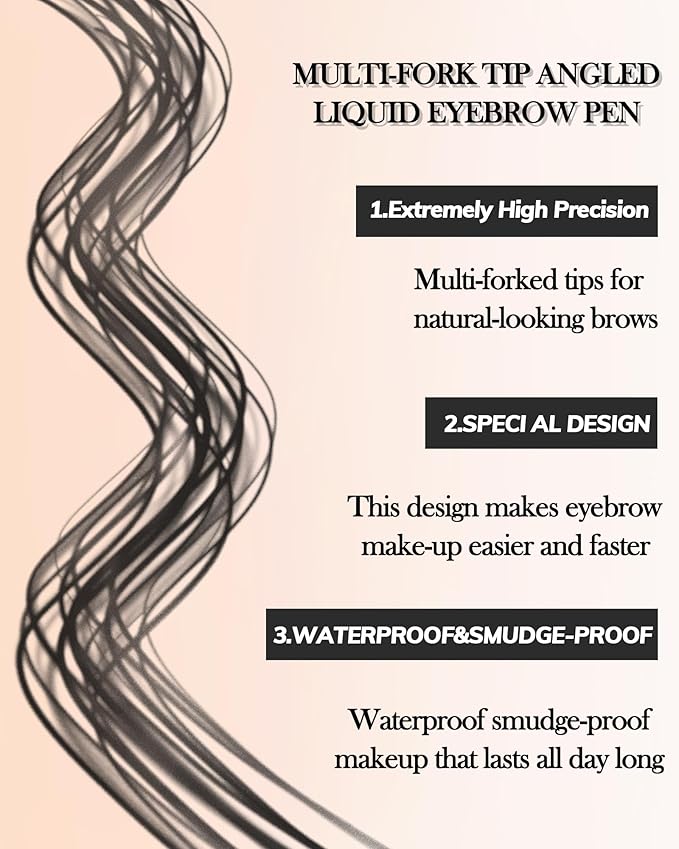 Microblading Liquid Eyebrow Pencil, Waterproof Smudgeproof Multiple Fork Tip Angled Wild Tinted Brow Pen, Filler Dye Eye Brow Pencil Thin Hair Like stroke for shaping,Women Makeup Last All Day-02Mocha