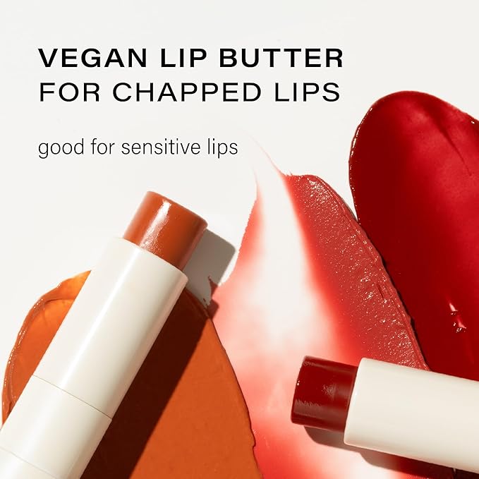 Melixir Vegan Lip Butter (12 Colors), Hydrating Tinted Lip Balm Stick, Bee-Free, Petrolatum-Free, Plant-Based, Moisturizes Dry & Chapped Lips With Shea Butter, Sheer, Natural Finish - #06 Rust Red