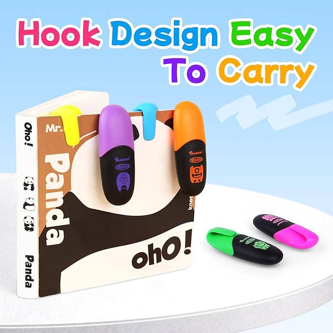 Pastel Highlighters Assorted Colors, Soft Chisel Tip Highlighter Marker Pens Smooth Writing No Bleed, Cute Markers Monster Design for Journaling Drawing, 6 Count– Back to School Supplies