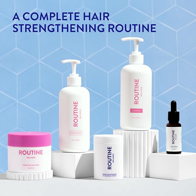 Routine Wellness Anti-Thinning Shampoo for Thinning Hair - Biotin DHT Blocker Women & Men - Color Safe Shampoo for Hair Loss & Healthy Hair - Coconut & Vanilla - 14oz
