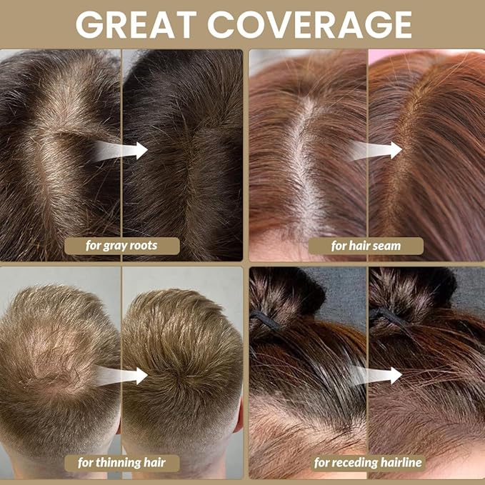 VOLLUCK Root Touch up Powder, Instant Hairline Powder for Thinning Areas and Gray Hair Coverage, Natural and Non-greasy Root Cover up for Women and Men (Dark Black, 0.14 Ounce)