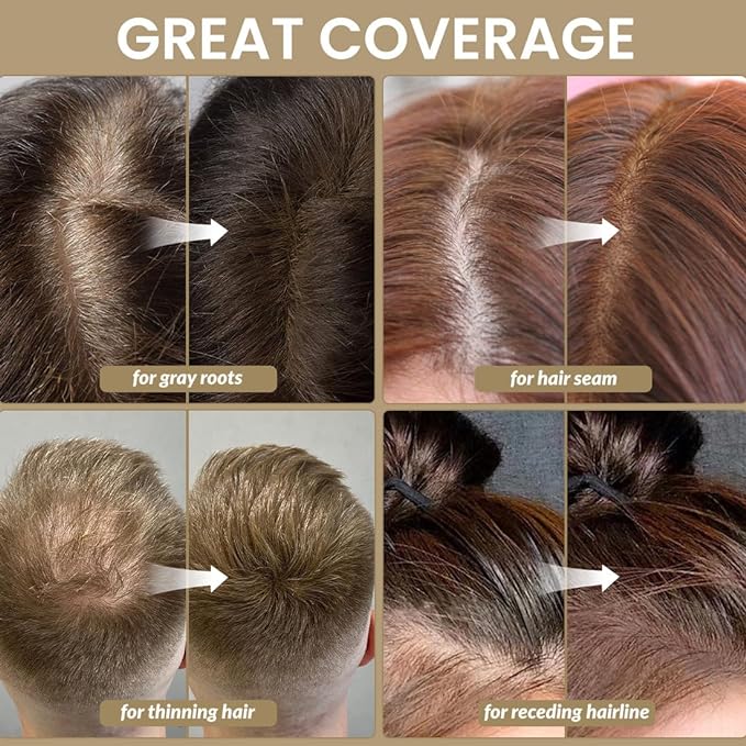 VOLLUCK Root Touch up Powder, Instant Hairline Powder for Thinning Areas and Gray Hair Coverage, Natural and Non-greasy Root Cover up for Women and Men (Light Brown, 0.14 Ounce)