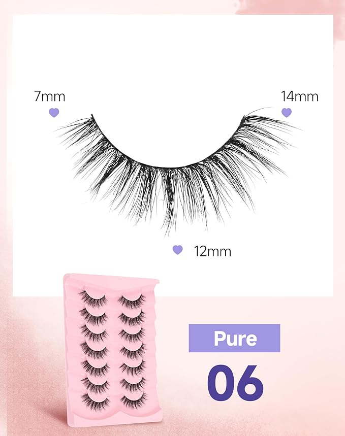 Natural Lashes Natural Eyelashes Natural Look Wispy Lashes Mink Lashes False Eyelashes Fake Eyelashes C Curl Lashes Strip Lashes Pure-06
