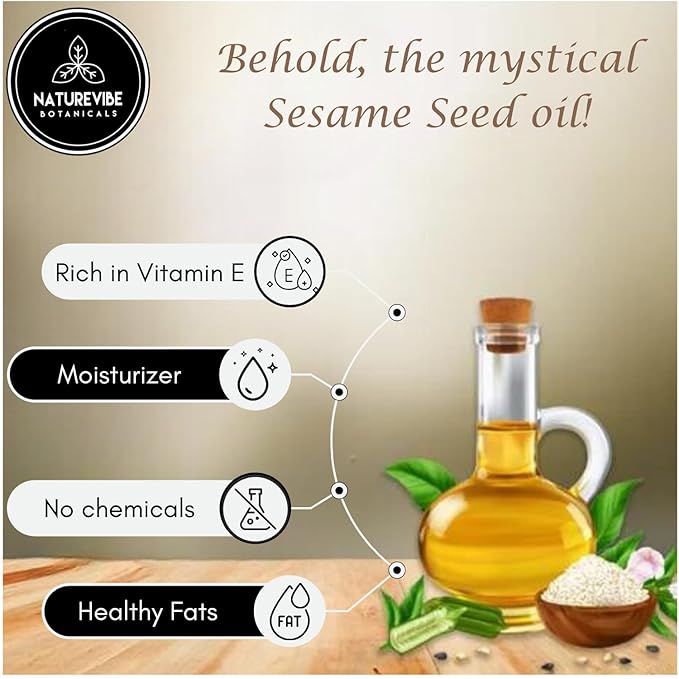 Naturevibe Botanicals Sesame Oil 32 Ounces | 100% Pure and Natural | Great for Skin Care and Hair Care