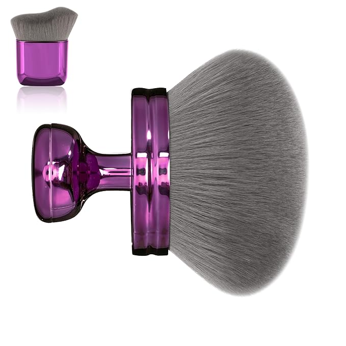 Blend & Blur Extra Large Body Makeup Brush for Self Tanner,Leg Makeup & Bronzer Self Tan Applicator, 3.2inch Wide Round Head Kabuki Brush For Application with Drawstring Bag (Purple) (Purple2)