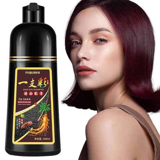 Hair Dye Shampoo, Dark Wine Red Hair Dye 3 in 1 for Men Women, Natural Burgundy Hair Color Shampoo, Root Touch Up, Easy to Use for All Hair Types Para Canas 16.9 Fl Oz (Dark Wine Red)
