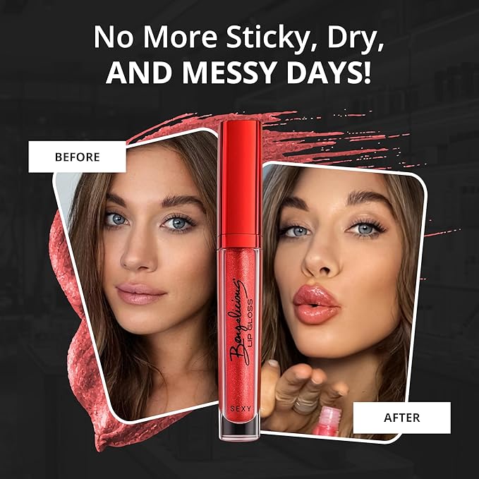 Red Lip Gloss for Women – Long Lasting, Non-Sticky Gloss with Vitamin E – High Shine Finish, Clean Formula – Red Lipgloss, 1 Pack