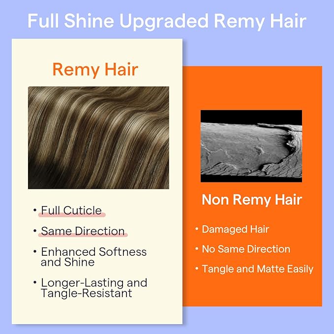 Full Shine Invisible Clip in Hair Extensions Human Hair Dark Brown Ombre Caramel Blonde Clip in Extensions Real Human Hair Extensions for Wedding 22 Inch 7 Pcs 120 G