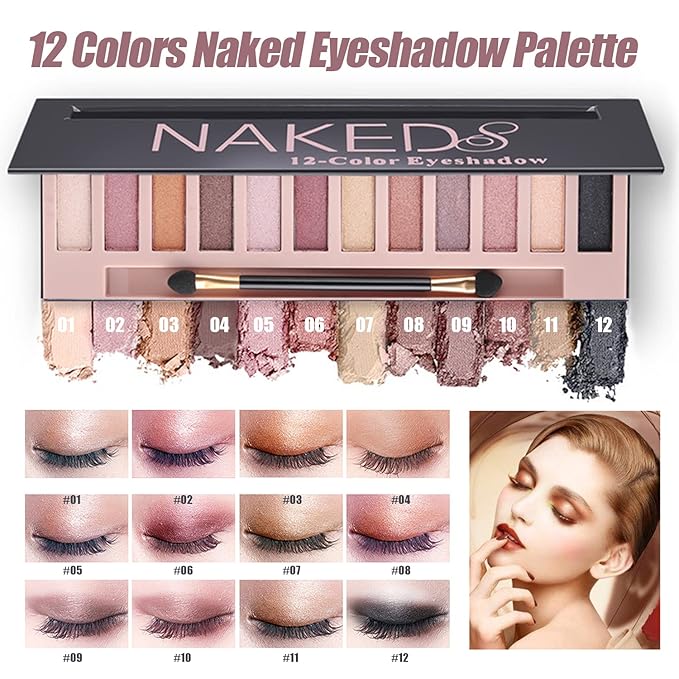 All in One Makeup Kit, Makeup Kit for Women Full Kit, Travel Make Up Gift Set for Women Teens Girls, Includes Eyeshadow, Foundation, Lipstick Set, Eyebrow Soap, Eyeliner Stamp, Mascara, Brush, Sponge