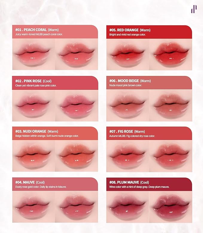 Heart Percent Dote On Mood Pure Glow Tint, Watery & Lightweight Moisturizing Lip Stain Long Lasting Liquid Lipstick 6.8g, #17. Flash Pink
