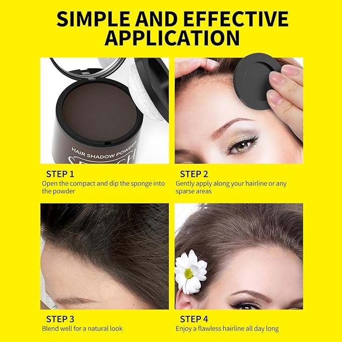Gowwim Root Touch up Powder, Instantly Gray Hair Cover up Hairline Powder for Women & Men Waterproof and Sweatproof Root Cover Up Long-Lasting for Thinning & Loss Hair (Med Brown2, 10G+1)