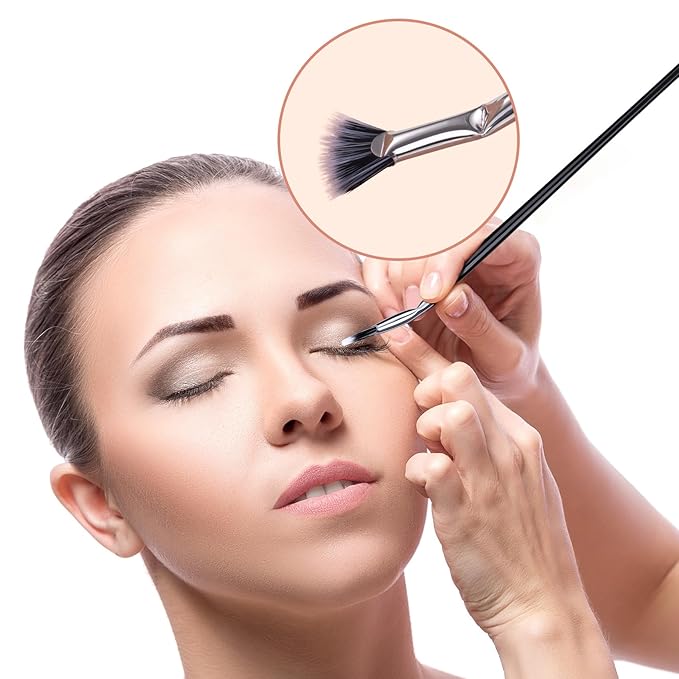 2PCS Mascara Fan Eye Lash Brush, Folding Angle Scalloped Lash Separator Tool, Fan Shaped Eyebrow Brush, Soft Eyelash Comb Separator for Upper Lower Eye Lash Makeup