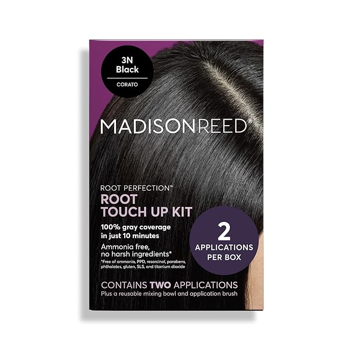 Madison Reed Root Perfection Permanent Root Touch Up, Black 3N Corato, 10 Minutes for 100% Gray Root Coverage, Ammonia-Free Hair Dye, Two Applications