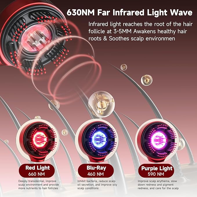 3-in-1 Electric Scalp Massage Comb, Hair Oil Applicator, Five-Level Head Scratching, Soothing and Relaxing to Prevent Hair Loss, Portable Home Massage Comb for Men and Women, Ipx7 Waterproof