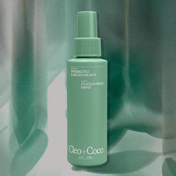 Cleo+Coco Prebiotic Deodorant Spray, Cucumber Mint (3.0 oz), Multi-Use Deodorizing & Soothing Body Spray for Women and Men, Aluminum-Free & Vegan Whole Body Deodorant