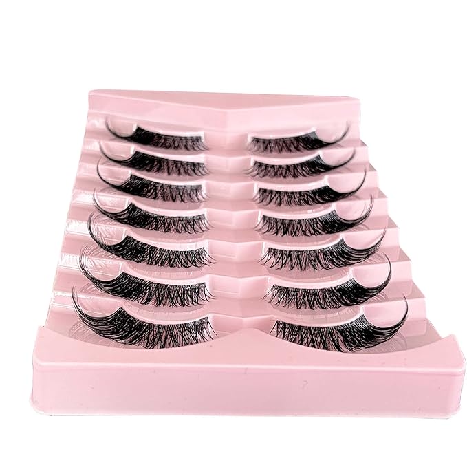 Yasnai Fox Lashes False Eyelashes Strip Volume Lashes Wispy Cat Eye Fake Lashes Natural Eyelashes 7 Pairs Pack