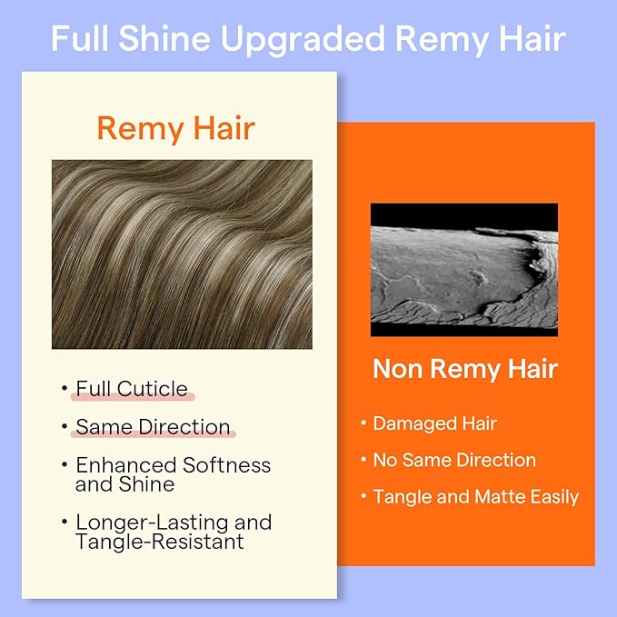 Full Shine Balayage Hair Extensions 22 Inch Real Human Hair Clip ins Chestnut Brown to Brown Mix Blonde Remy Clip in Hair Extensions Invisible Human Hair Natural Blend Clip in Extensions