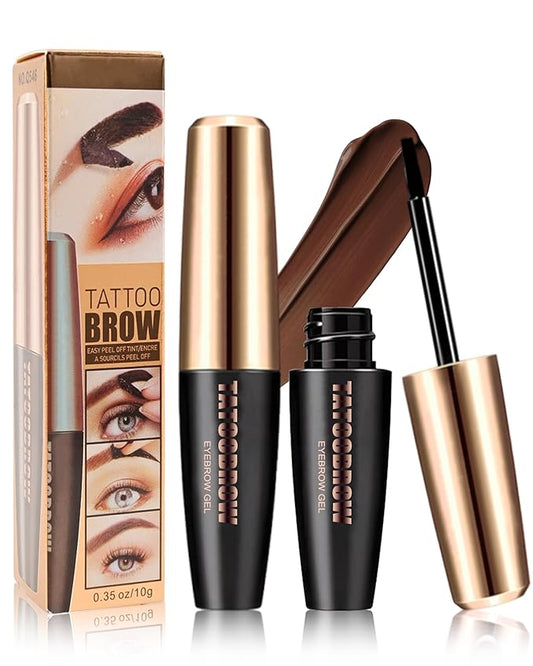 Eyebrow Gel Peel Off, 2Pcs Grey Brown Tattoo Eyebrow Gel Easy Peel Off, Long Lasting Waterproof Eye Brow Tinting Dye, Tattoo Brow Tint Stain Peel-Off Kit for Eye Makeup,Christmas Gift for Women-03