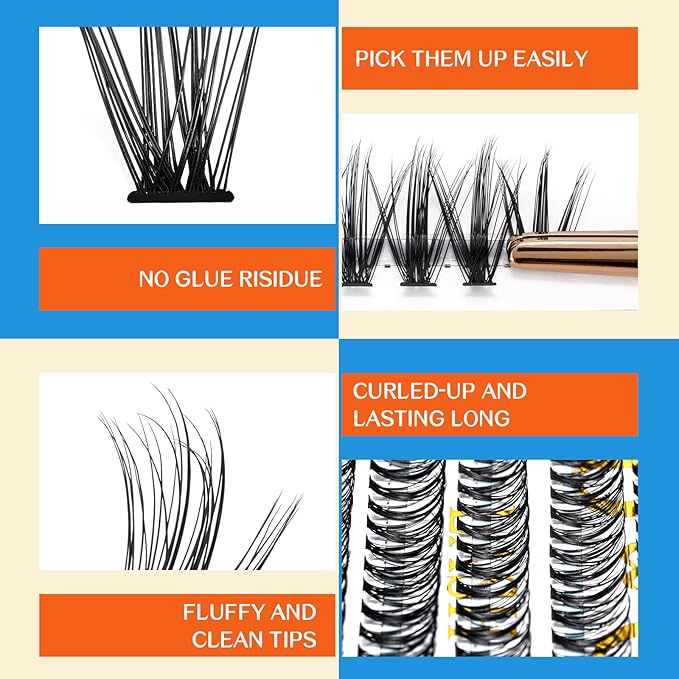 B&Q Lash Clusters 30D-D-9-16MIX 280 Clusters Manga Lashes False Eyelash Lash Extensions Individual Lashes Cluster DIY Eyelash Extensions at Home (30D-D,9-16MIX)