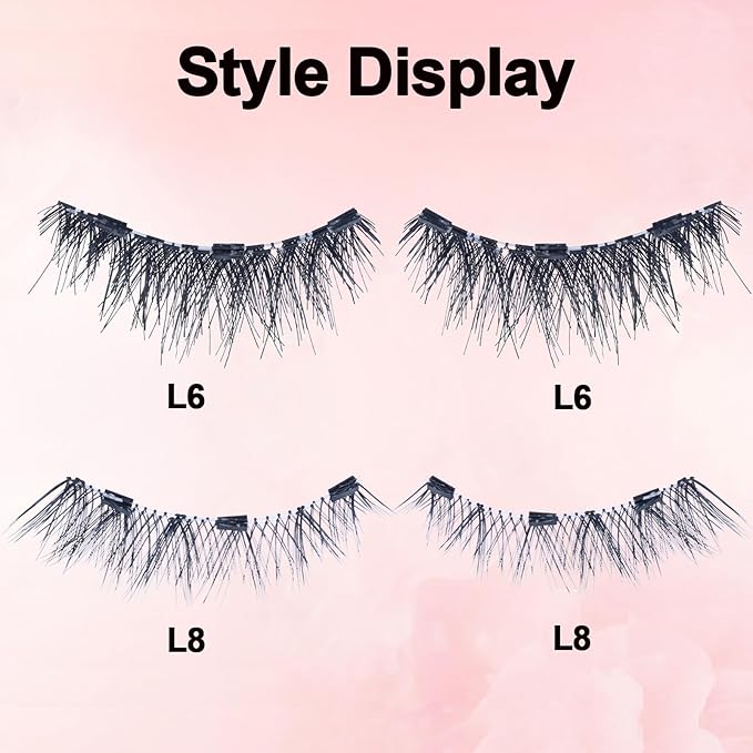 LAUBESS Magnetic Eyelashes with Applicator 2 Pair No Glue Needed Natural Look Magnetic Lashes Easy to Wear and Remove(L06/L08)