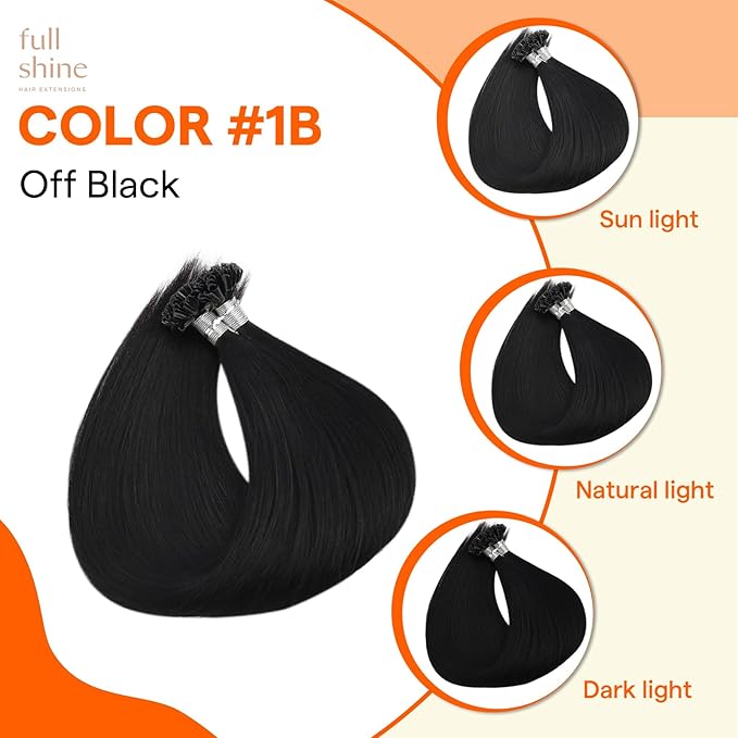 Full Shine U Tip Hair Extensions Real Human Hair Color 1B Natural Black Utip Human Hair Extensions 18 Inch Keratin Tip Extensions Long Straight Remy Hair 50 Grams