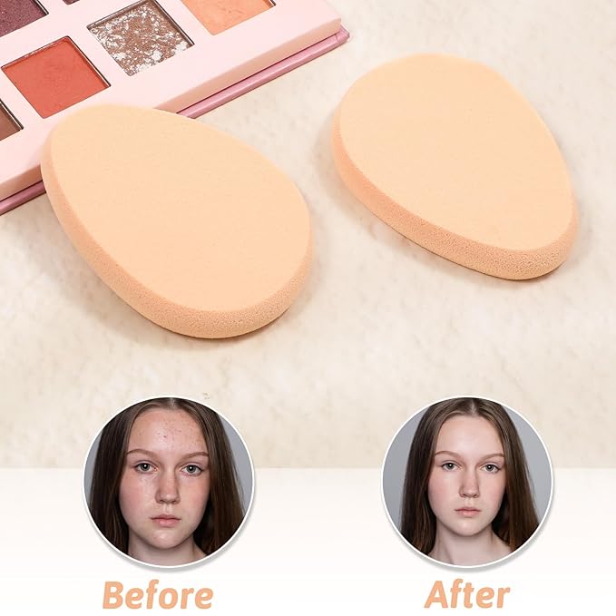 4 Packs Cushion Puff Beauty Egg, Makeup Sponge Oval Foundation Sponge Professional Beauty Blender Make up Puff for Eye Foundation, Blush Application, Forehead, Cheeks, Dry and Wet (Skin Tone)