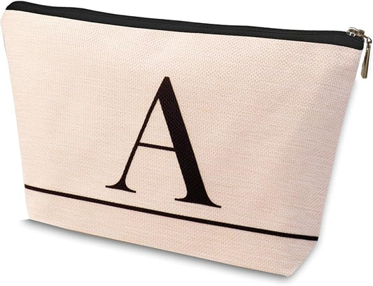 Letter A-Z Initial Personalized Makeup Bags, Birthday Gifts for Women, Monogrammed Gifts for Women Mom Sister Best Friend Bride Bridesmaid, Mothers Day, Christmas, Small Travel Cosmetic Bag (A)