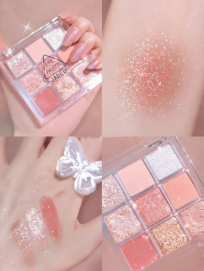 Kayswang 9 colors glitter eyeshadow palette makeup palette matte high pigment color cream texture natural eye shadow powder eye shadow palette in autumn and winter long lasting and waterproof (orange)