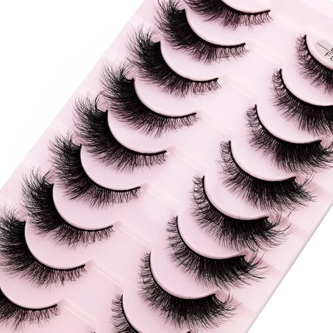 HBZGTLAD New 10 Pairs 3D Mink Lashes False Eyelashes Handmade Wispy Fluffy Long Lashes Natural Eye Makeup Tools Eye Lashes(6DF05)