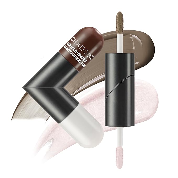 Noerrors 2-in-1 Shimmer Highlighter & Cool Toned liquid Contour Makeup Stick for Face Shaping, Long Wear Waterproof Blendable Lightweight Grey Cream Bronzer & Highlight for Pale Fair Light Olive Skin