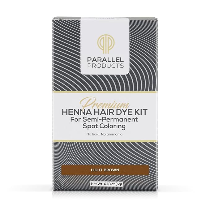 Parallel Products Spot Color Henna Kit - Henna Hair Dye - 5 Grams - Tint for Professional Spot Coloring - with Nourishing Oil, Mixing Dish and Application Brush - Root Touch Up (Light Brown)