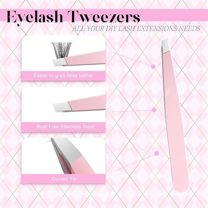 FADLASH DIY Lash Extension Kit Individual Lashes Cluster D Curl Eyelash Extension Kit with Lash Bond and Seal and Lash Applicator Tool for Self Application at Home (60D-0.07D-12-18MIX KIT)