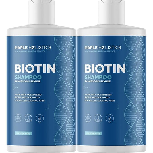Rosemary and Biotin Shampoo for Thinning Hair - Vegan Volumizing Shampoo for Fine Hair with B Vitamins Argan Oil & Tea Tree Essential Oil - Paraben Silicone and Sulfate Free Vegan Formula (2 Pack)