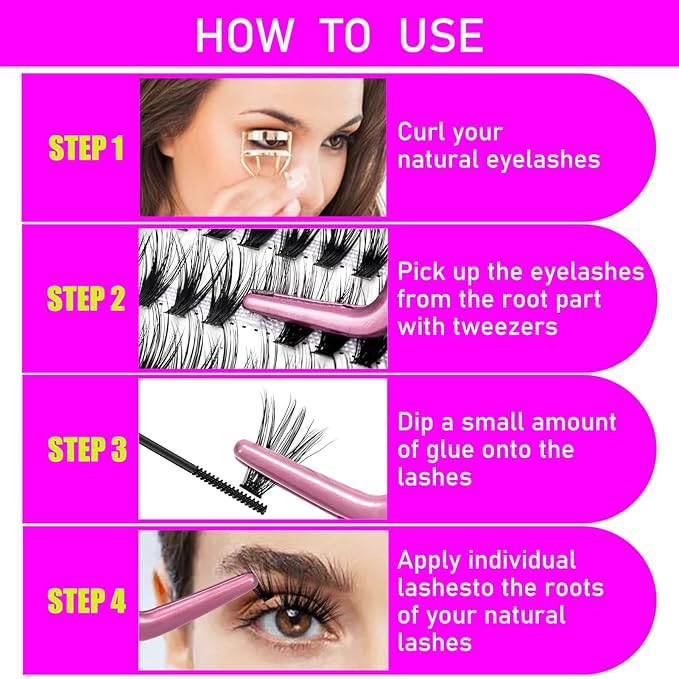 Lash Clusters 240pcs Individual Lashes 20D 40D Cluster Eyelash Extensions 9-16mm Eyelash Clusters Lash Extensions for Self Application (20D&40D, 0.07D, 9-16mm)