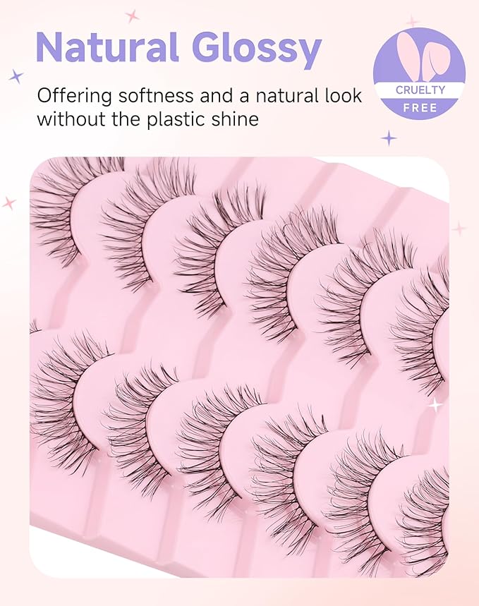 Natural Lashes Natural Eyelashes Natural Look Wispy Lashes Mink Lashes False Eyelashes Fake Eyelashes C Curl Lashes Strip Lashes Bright-04
