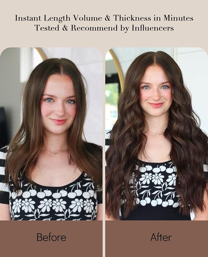 VINBAO Clip in Hair Extensions Real Human Hair 20Inch 6pcs 120G Silky Straight Color 4 Chocolate Brown Clip in Human Hair Extensions Full Head Double Drawn (#4,20'')