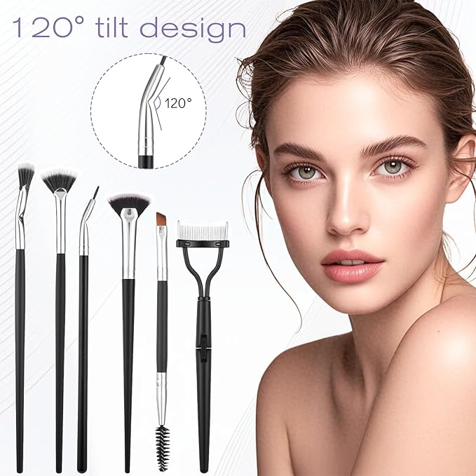 6 Piece Eyelash Brush Separator Eyebrow Combs Dual Ended Spoolie Mascara Fan Brush Lash Separator Comb Eyebrow and Eyeliner Tool Kit