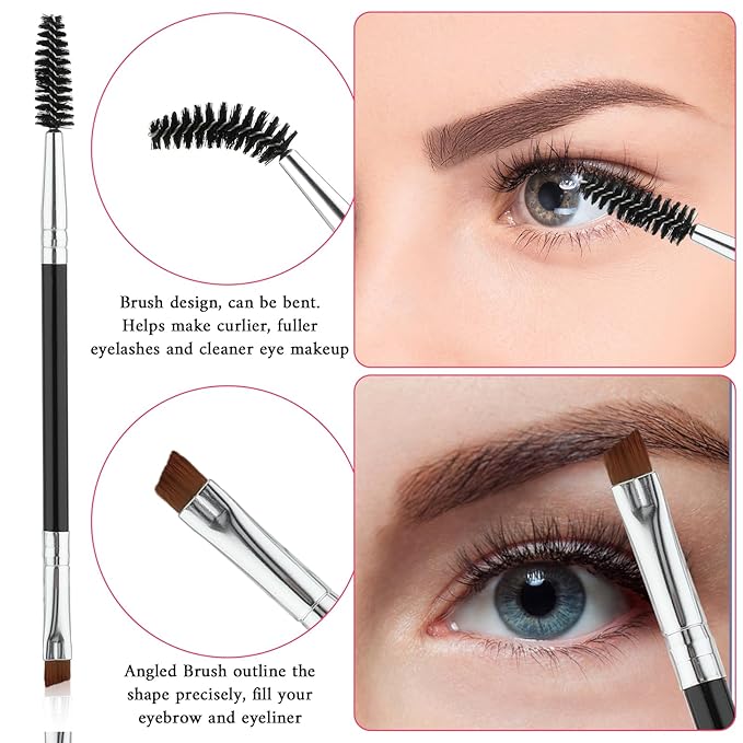 4 PCS Mascara Fan Brush Eyelash Brush Eyelash Separator Tool, Folding Angle Scalloped Lash Brush Set for Lashes, Eyelash Comb, Eye Makeup Brush Tool