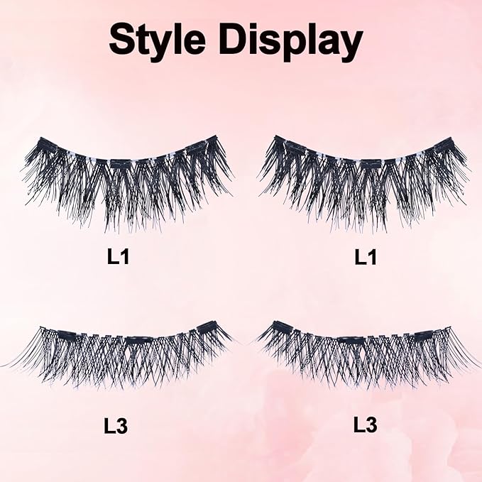LAUBESS Magnetic Eyelashes with Applicator 2 Pair No Glue Needed Natural Look Magnetic Lashes Easy to Wear and Remove(L01/L03)