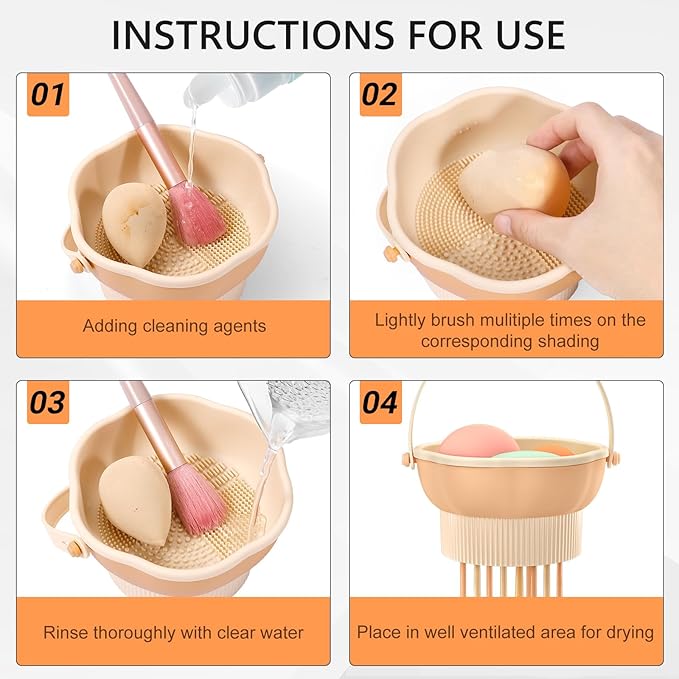 senbowe 3 in 1 Makeup Brush Cleaner Mat, Silicone Makeup Brush Cleaner Bowl Cosmetic Brushes Cleaning Pad Tool Organizer for Storage and Air Drying, Make Up Brush Washing Tool for Sponge