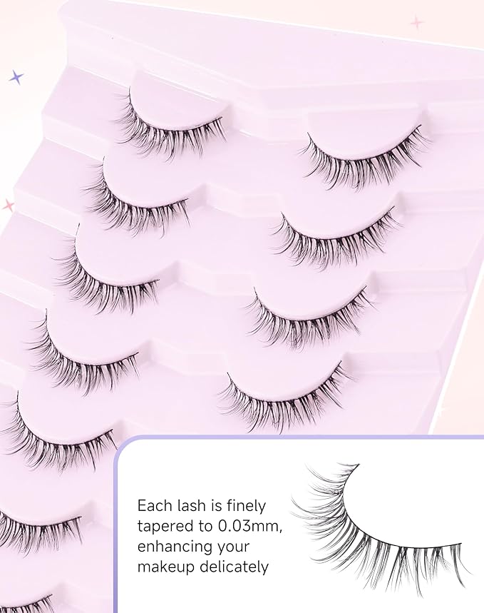 Natural Lashes Natural Eyelashes Natural Look Wispy Lashes Mink Lashes False Eyelashes Fake Eyelashes C Curl Lashes Strip Lashes Pure-01