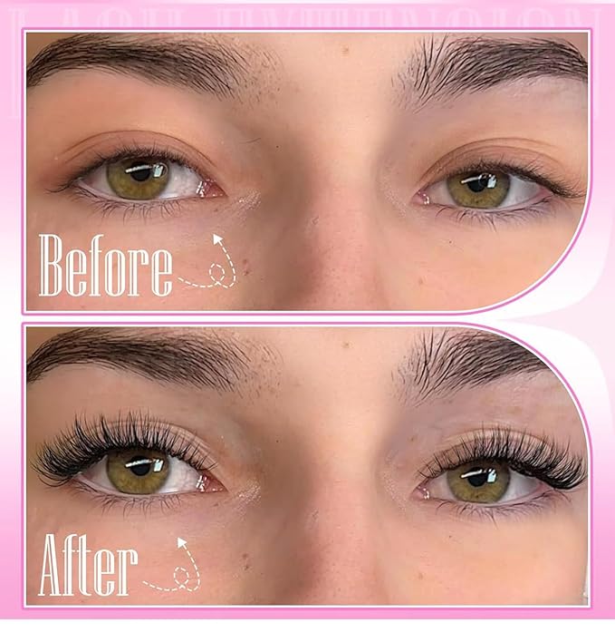 Lash Clusters Kit Eyelash Clusters Individual Lash Extension Kit 240 Pcs D Curly Cluster Lashes DIY Eyelash Extension Kit with Lash Bond and Seal Tweezers Brushes(80D Kit 10-16mm)