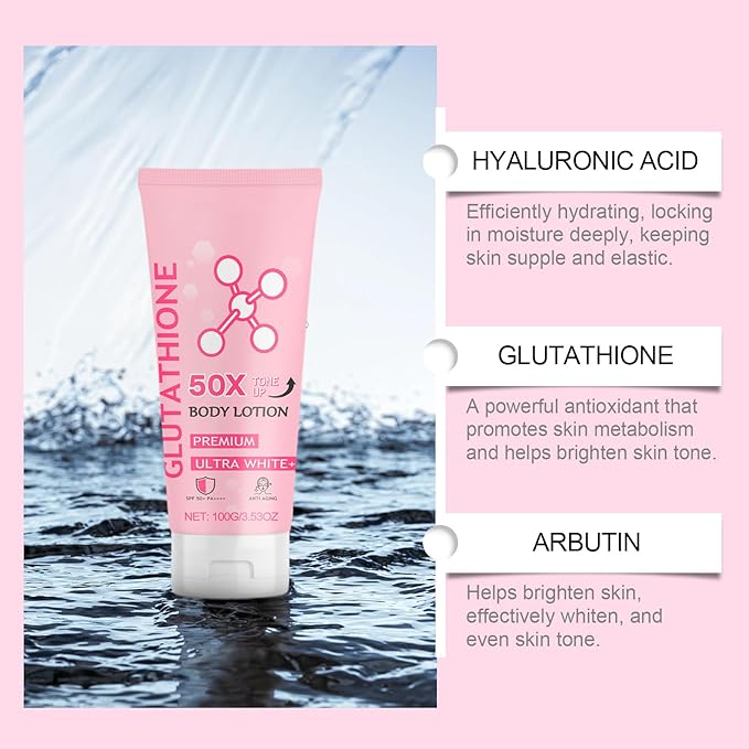 2PCS Glutathione 50x Tone Up Body Lotion, Glutathione Body Cream, Moisturizing and Soft Skin Body Lotion for Women and All Skin Types
