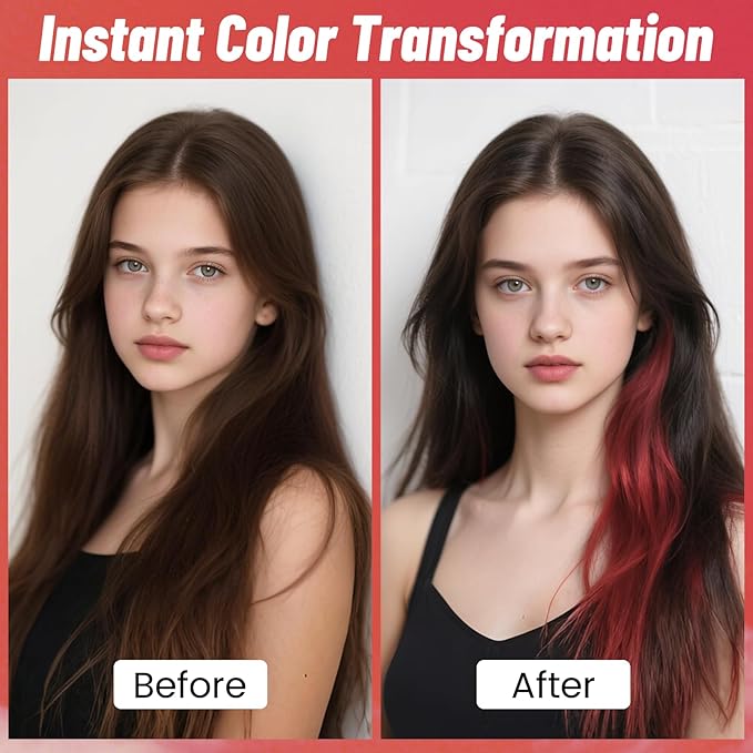 Red Hair Spray, Temporary Hair Color Spray for Women Men– Safe Non Sticky Washable One Day Hair Dye Spray, Disposable Accessories Included, for Halloween Cosplay Party DIY Costume Pet Fun