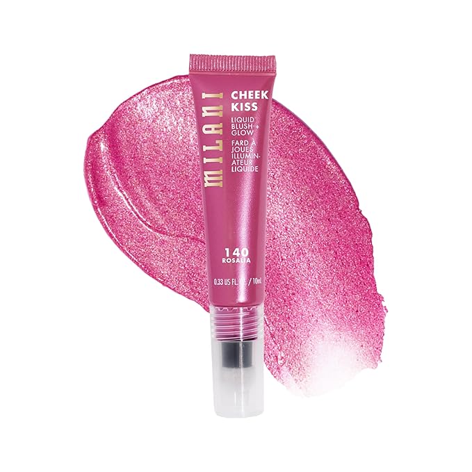 Milani Cheek Kiss Liquid Blush + Glow, Creamy 2-in-1 Blush for Cheeks and Highlighter Makeup for Dewy, Radiant Finish - 140 Rosalia