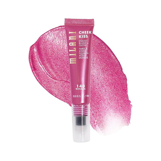 Milani Cheek Kiss Liquid Blush + Glow, Creamy 2-in-1 Blush for Cheeks and Highlighter Makeup for Dewy, Radiant Finish - 140 Rosalia