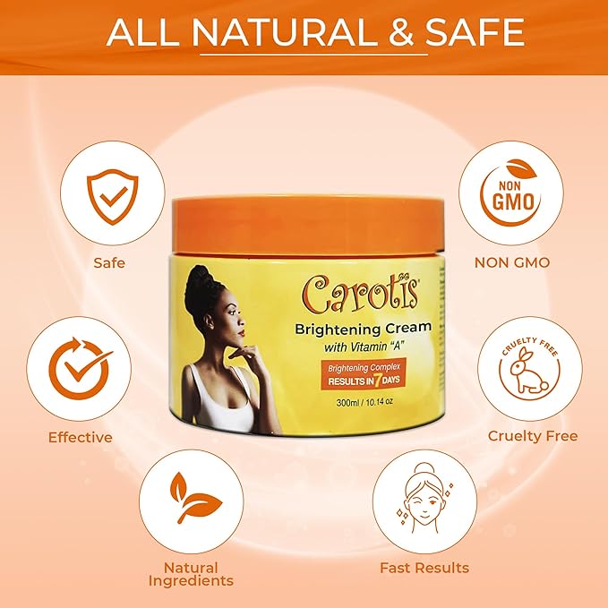 CAROTÏS, Skin Brightening Cream – 300ml / 10.14fl oz – 7 Day Night Cream for Uneven Skin Tone, with Vitamin A (Pack of 2)