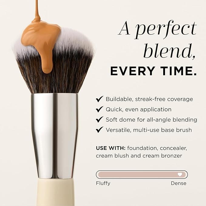 HALEYS Kabuki Makeup Brush – Soft, Dense Vegan Makeup Brush for Liquid, Cream & Powder Foundation, Seamless Blending, Airbrush Finish, Dermatologist-Tested, Cruelty-Free Face Brush